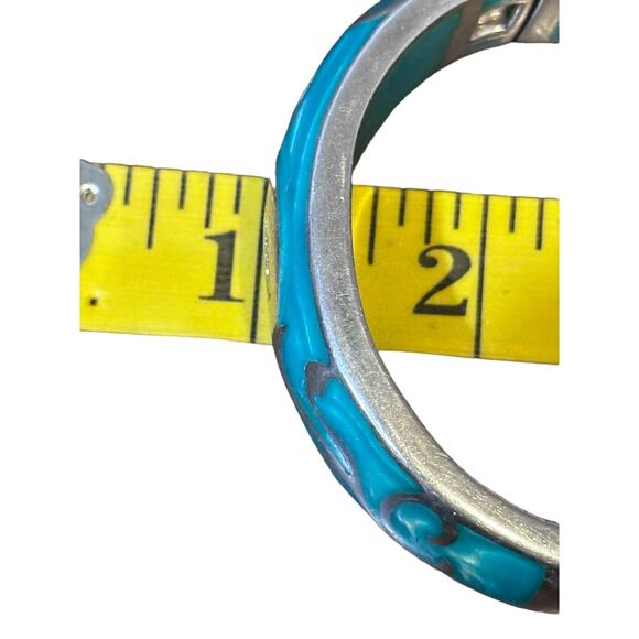 ANDREW HAMILTON CRAWFORD 925 Silver Teal Cuff Botanical Vine Modernist Bracelet - Picture 6 of 16